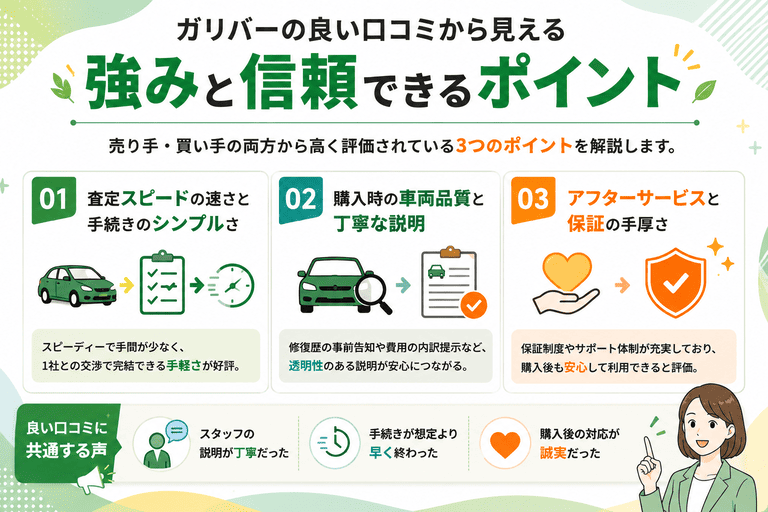 ガリバーの良い口コミから見える強みと信頼できるポイント