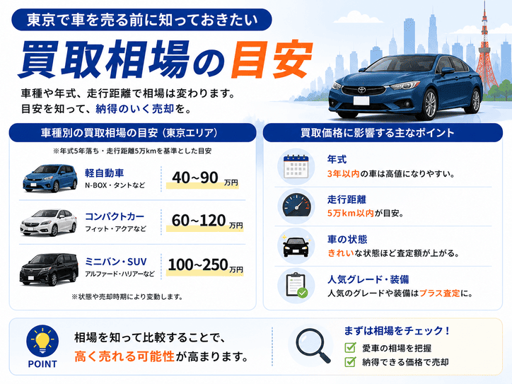 東京で車を売る前に知っておきたい買取相場の目安